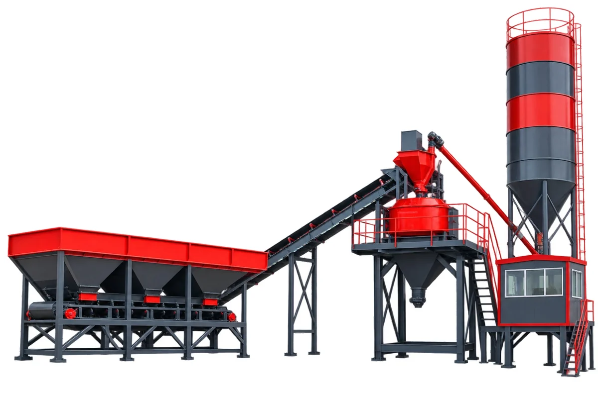 Stationary concrete batching plant supplied by ELHAM Infra & Equipments